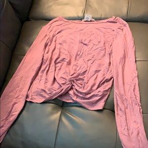 Pink long sleeved crop top size large
